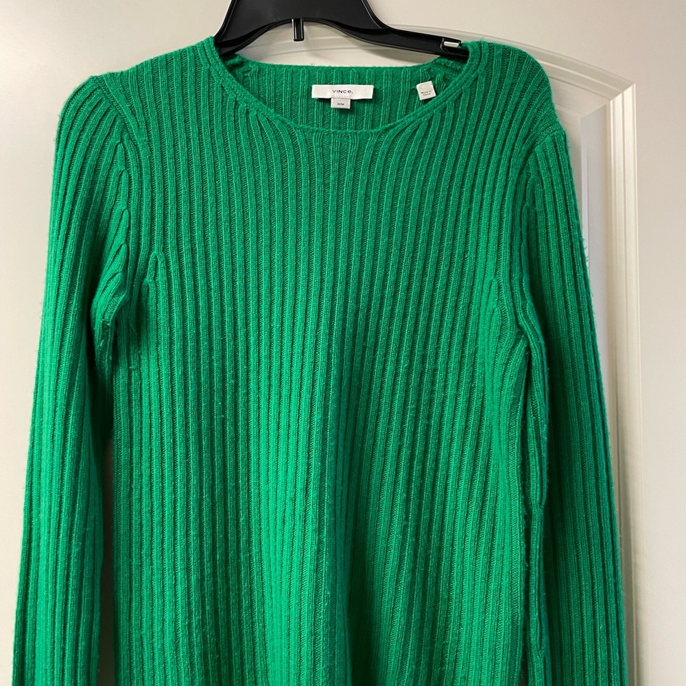 Vince green sweater, medium. cashmere and wool.